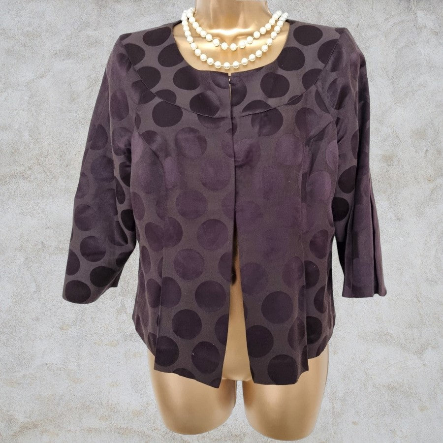 Phase Eight Brown Cotton Lined Cropped Jacket Bolero UK 10 US 6 EU 38 Timeless Fashions