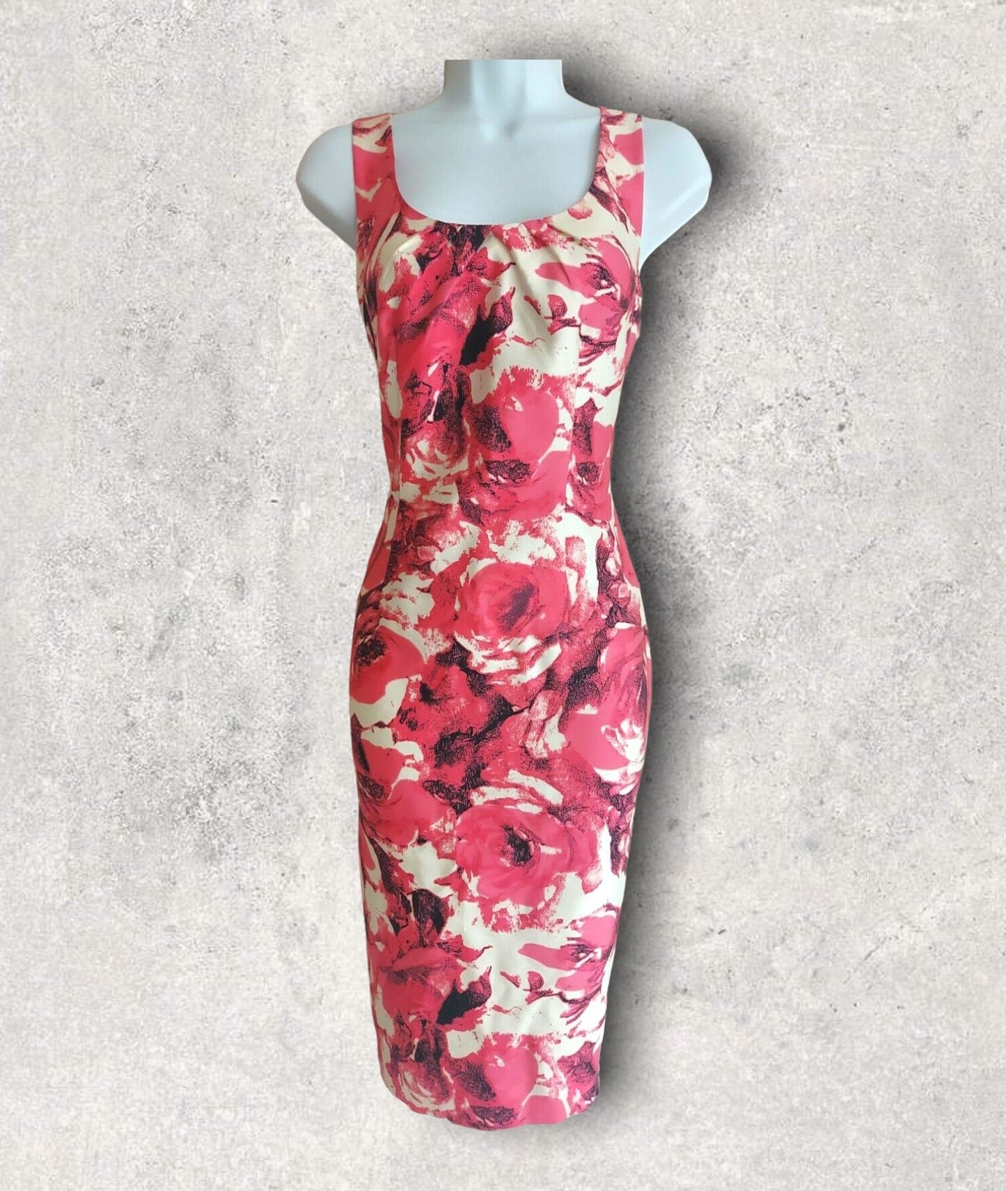 L.K. Bennett Pink & Ivory Wool & Silk Sleeveless Pencil Dress UK 12 EU 40 Timeless Fashions