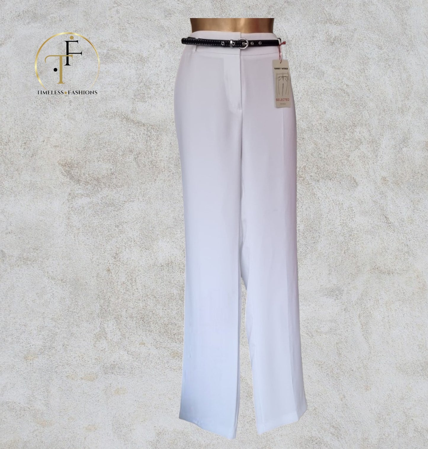 Gerry Weber Women’s White Lined Slim Trousers UK14 US 10 EU 42 IT 45 Timeless Fashions