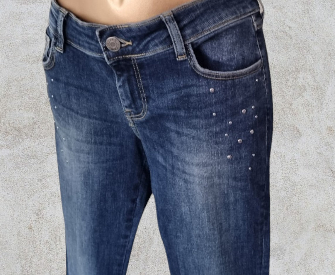 Guess Los Angeles Low Rise Studded Denim Stretch Jeans UK 10 US 6 EU 38 IT 42 Timeless Fashions