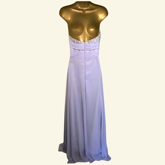 Taylor Gowns Womens Lilac Long Chiffon Diamante Halter Neck Dress UK 6 US 2 EU 34 - Timelessfashions