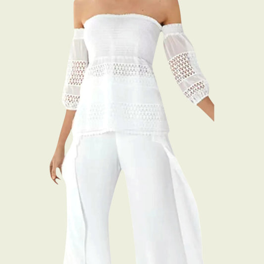 Coast Ivory Lace Off The Shoulder Bardot Top UK 12 US 8 EU 40 - Timelessfashions