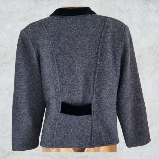 Vollmer Women's Grey Pure Wool Vintage Jacket UK 12 US 8 EU 40 IT 44 Timeless Fashions
