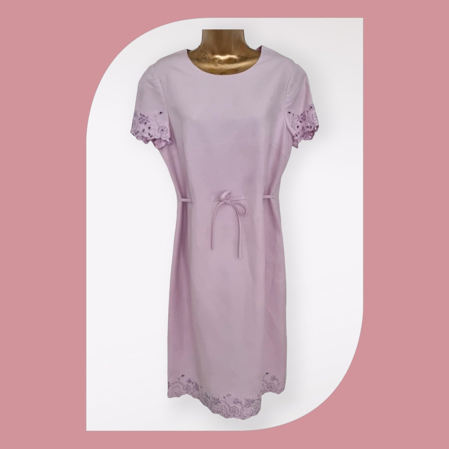 Viyella Vintage Lilac Broderie Anglais Dress UK 10 US 8 EU 38