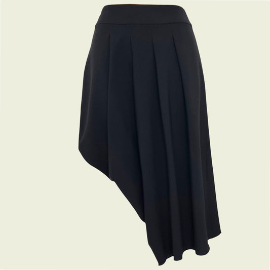Black asymmetric skirt on beige background