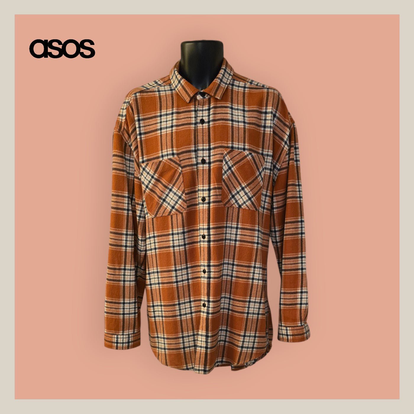 Asos Men’s Oversized Brushed Flannel Brown Check Size L - Timelessfashions