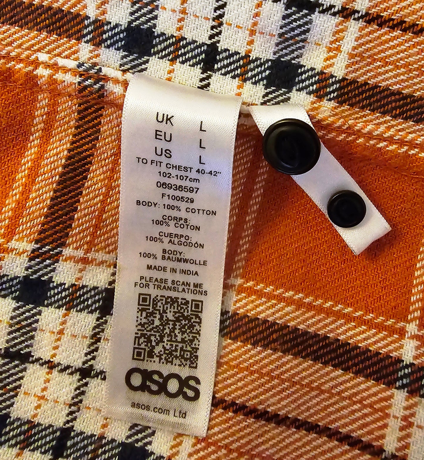 Asos Men’s Oversized Brushed Flannel Brown Check Size L - Timelessfashions