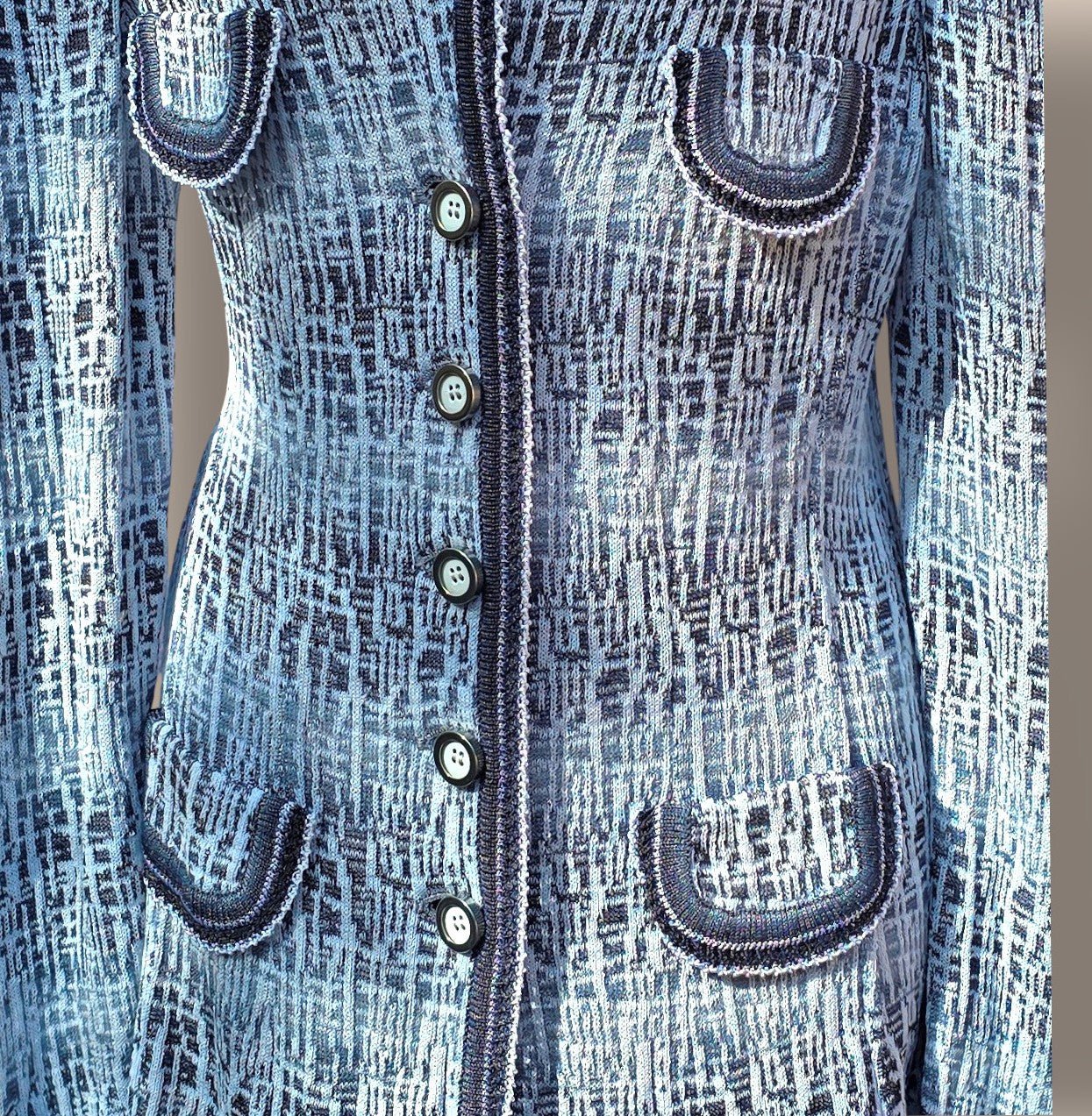Avagolf Womens Vintage Blue Knitted Jacket UK 12 US 8 EU 40 IT 44 - Timelessfashions