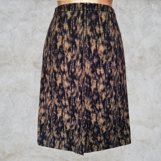 Jigsaw Knee Length Ladies Olive Green/Navy Pencil Skirt Size 12 US 8 EU 40 Timeless Fashions