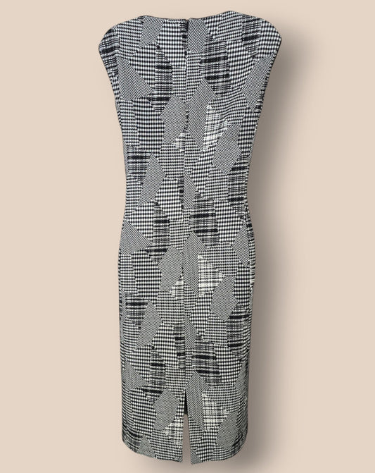 Caroline Charles Black And White Patchwork Style Dress UK 14 US 10 EU 42 - Timelessfashions