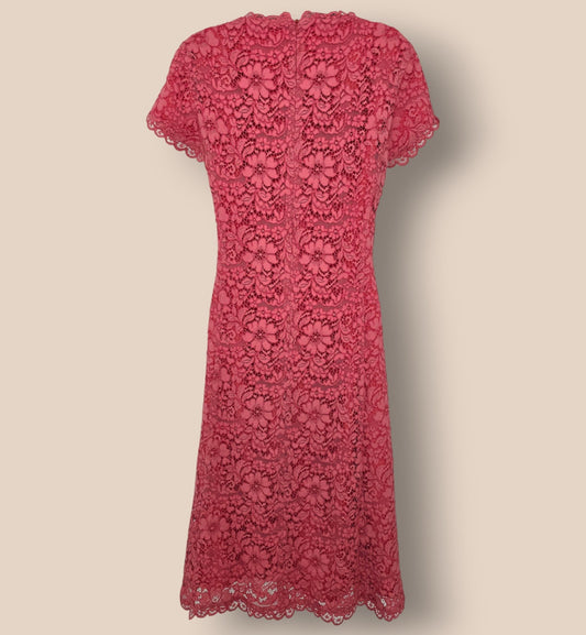 Caroline Charles Coral Lace Dress UK 14 US 10 EU 42 - Timelessfashions