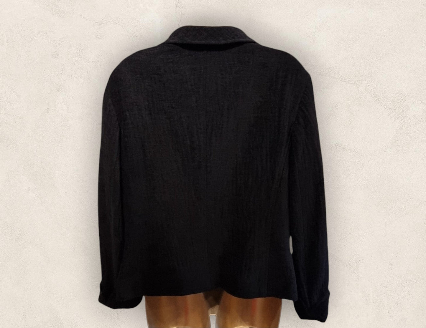 Caroline Charles London Black Textured Jacket Wool Blend Jacket UK 16 US 12 EU 44 - Timelessfashions