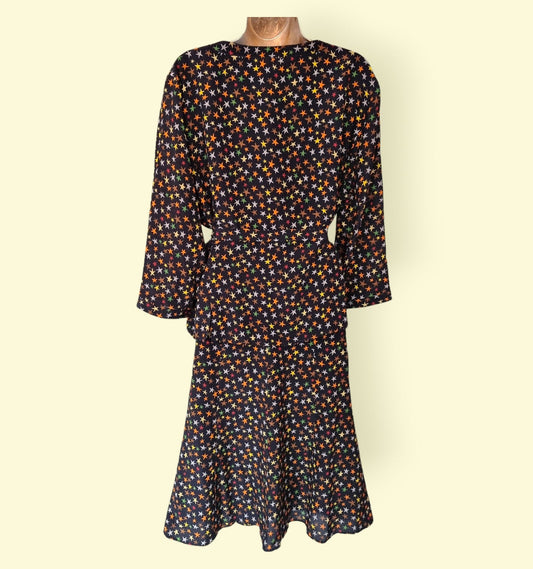 Caroline Charles London Vintage Black Silk Skirt & Top UK 16/18 US 12/14 EU 44/46 - Timelessfashions