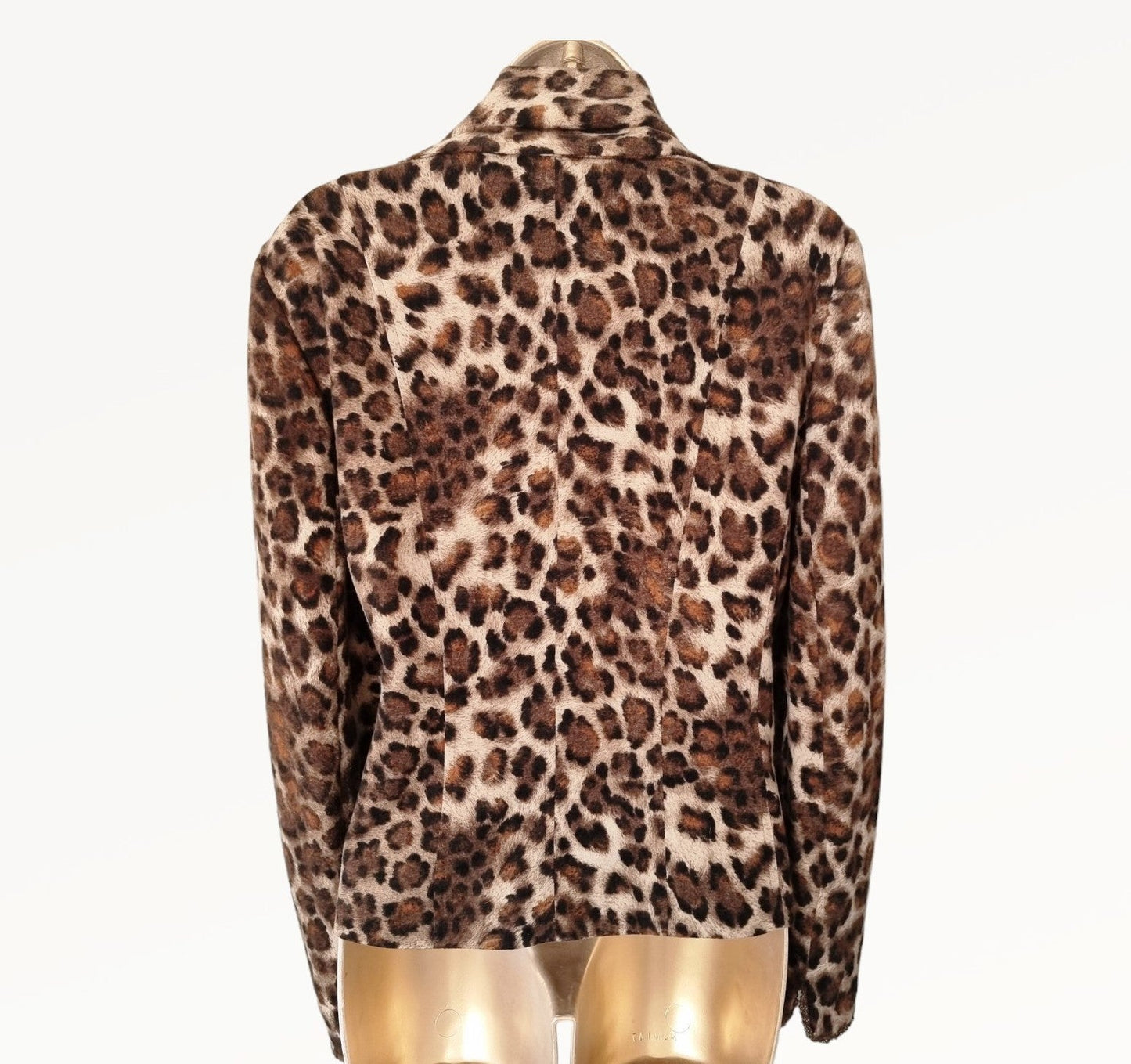Caroline Charles London Vintage Leopard Print Jacket and Scarf UK 16 US 12 EU 44 - Timelessfashions