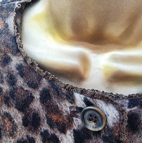 Caroline Charles London Vintage Leopard Print Jacket and Scarf UK 16 US 12 EU 44 - Timelessfashions