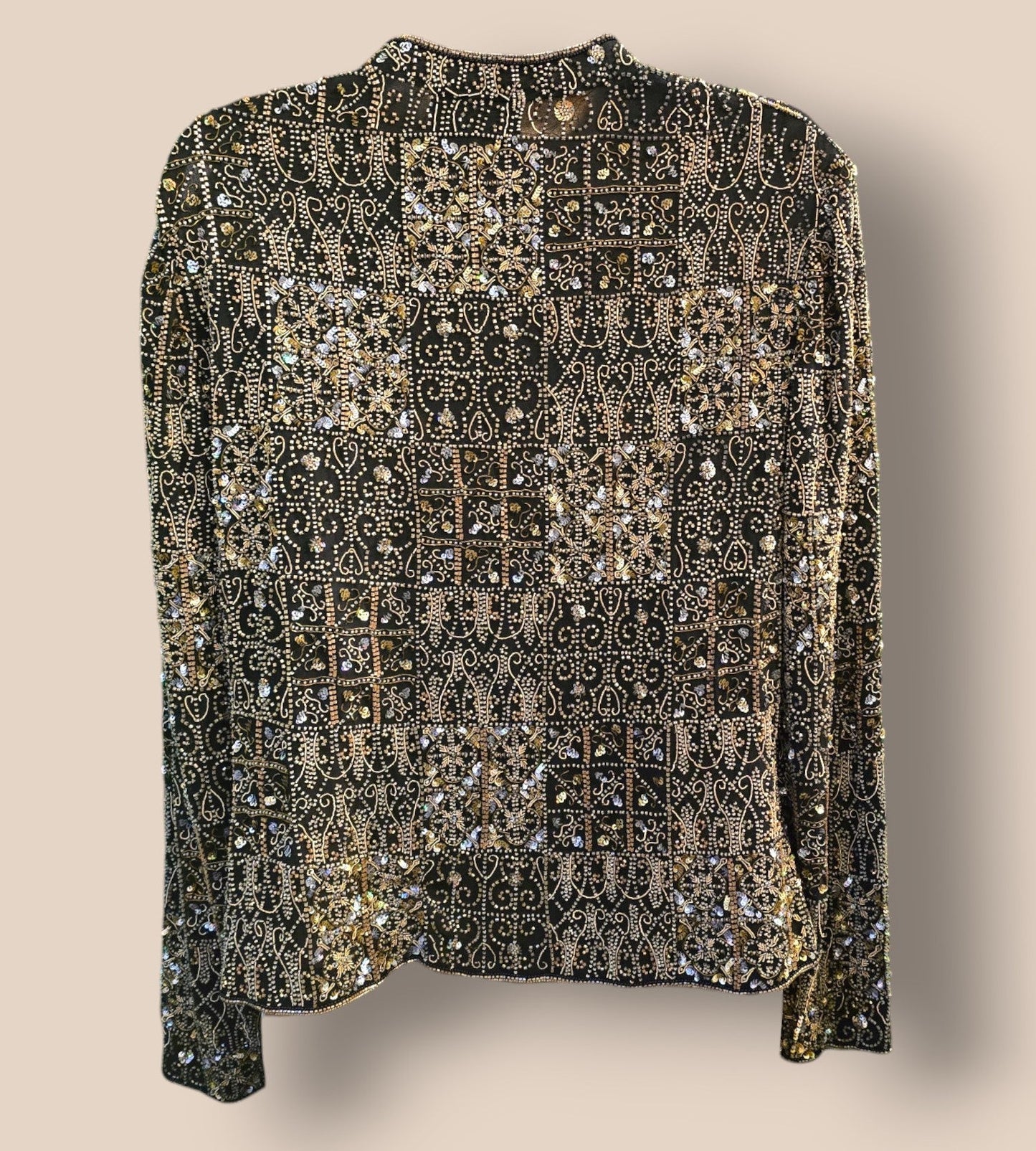Caroline Charles Rare Vintage Black Beaded Jacket UK 16 US 12 EU 44 - Timelessfashions