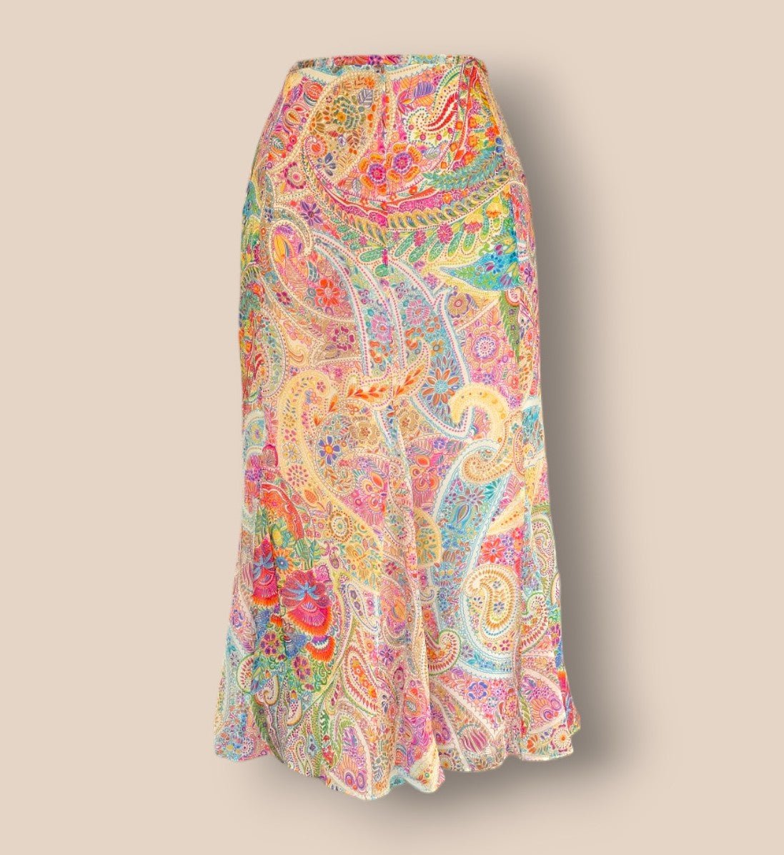 Caroline Charles Vintage Multicoloured Silk Blouse & Skirt UK 14/16 US 10/12 EU 42/44 - Timelessfashions