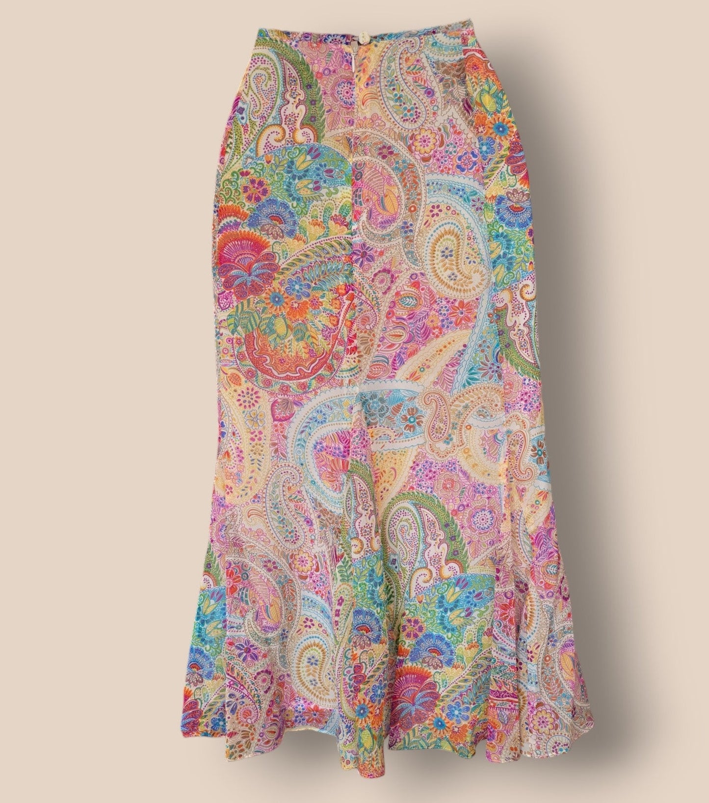 Caroline Charles Vintage Multicoloured Silk Blouse & Skirt UK 14/16 US 10/12 EU 42/44 - Timelessfashions