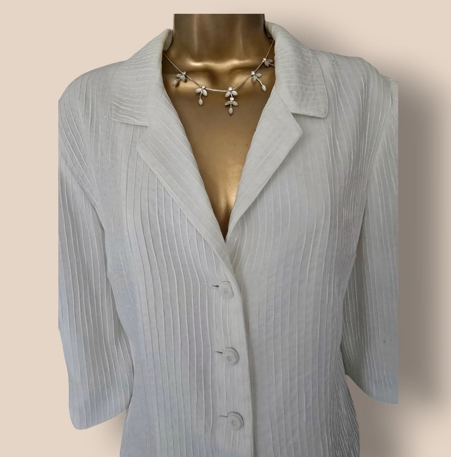 Caroline Charles Vintage White Cotton Jacket UK 16 US 12 EU 44 - Timelessfashions