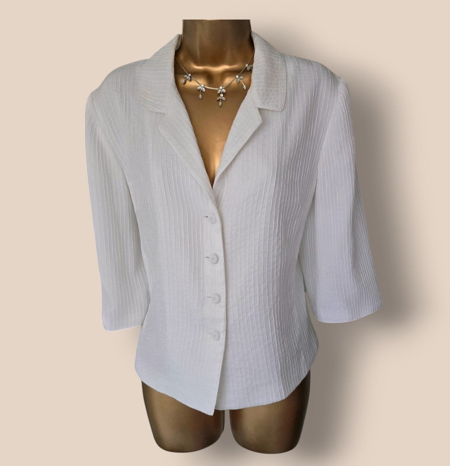 Caroline Charles Vintage White Cotton Jacket UK 16 US 12 EU 44 - Timelessfashions