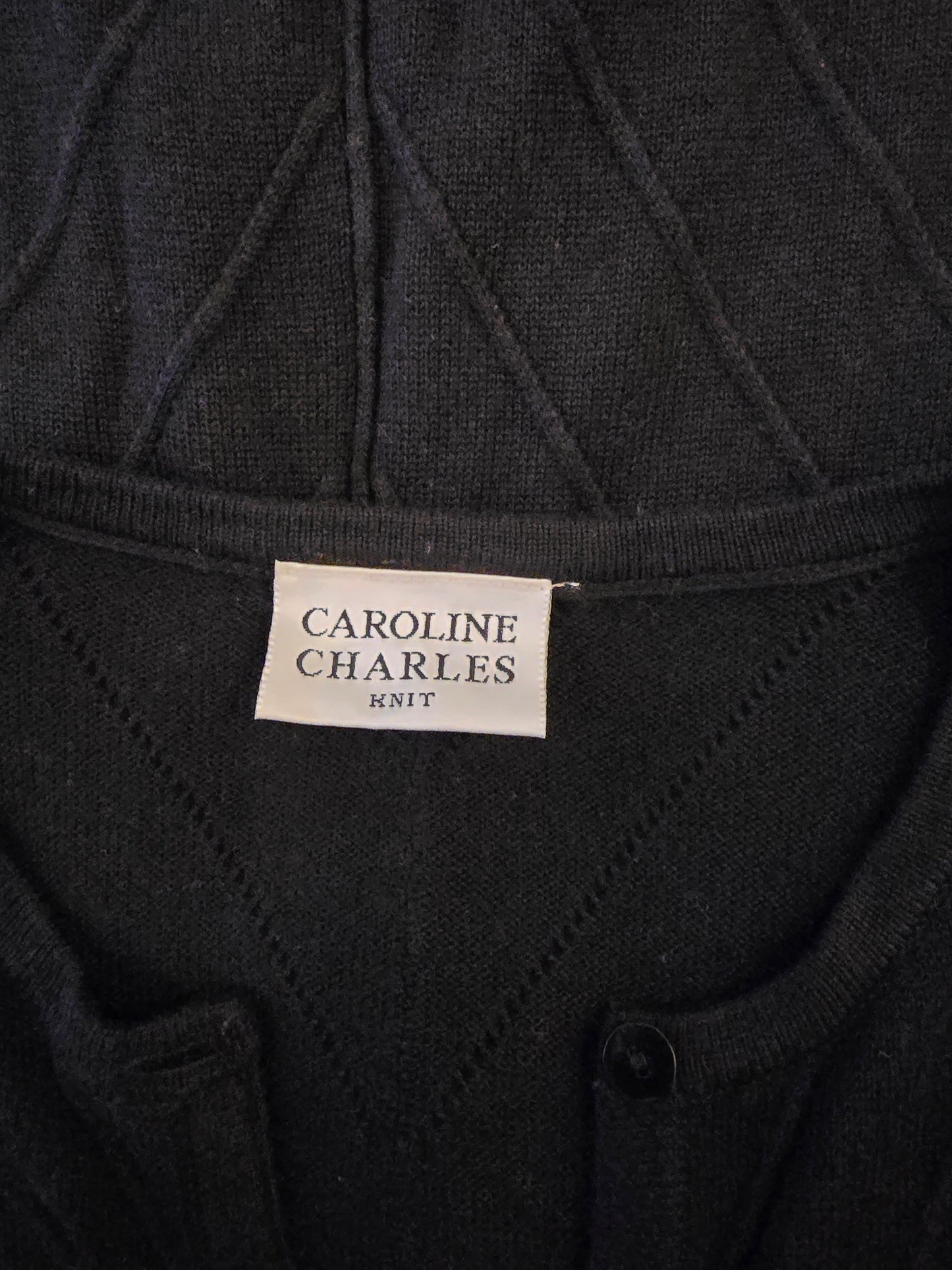 Caroline Charles Women’s Black Short Sleeve Cardigan UK 16 US 12 EU 44 - Timelessfashions
