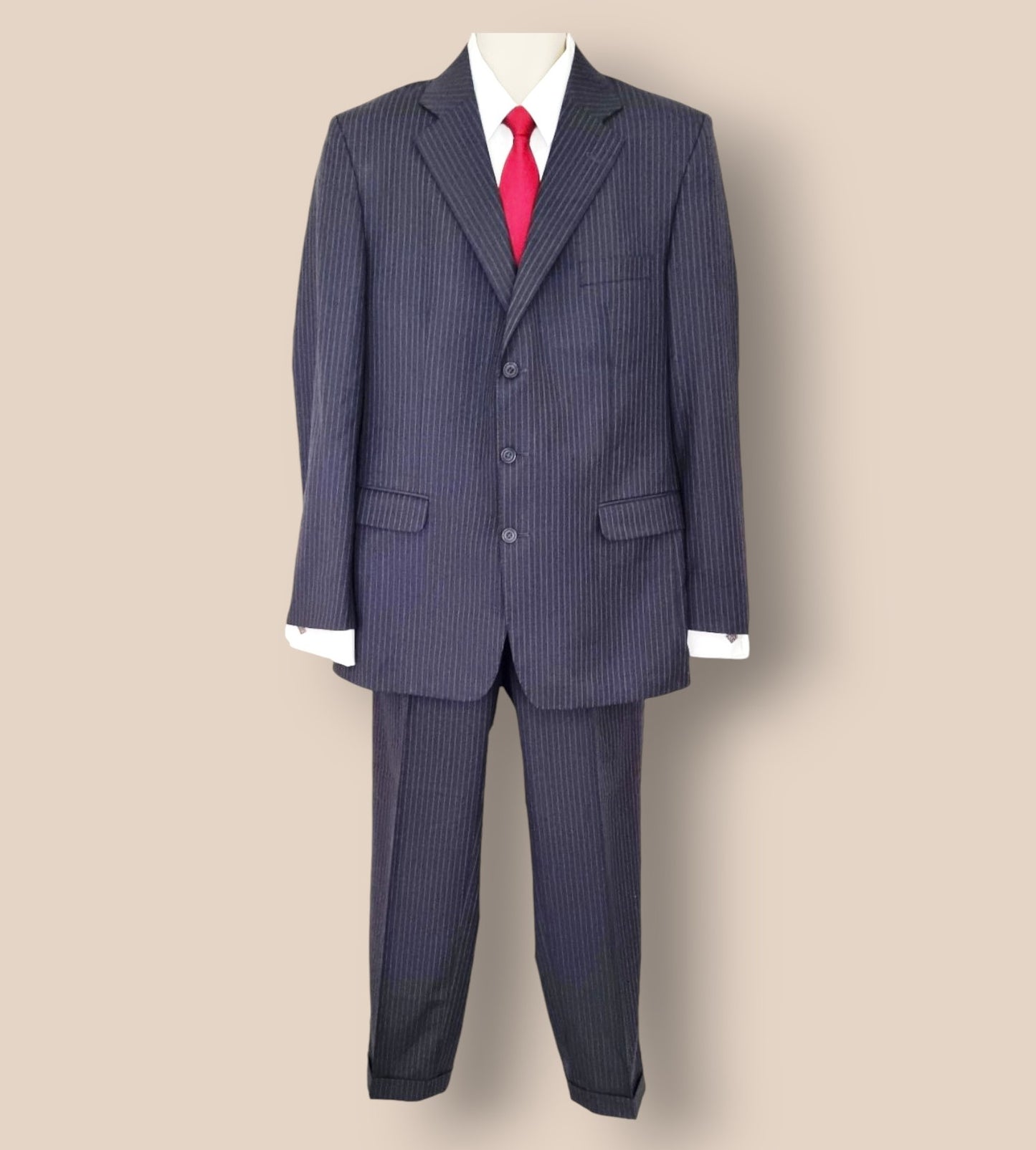 Daks London Signature Mens Blue Pinstripe 2 Piece Suit Timeless Fashions
