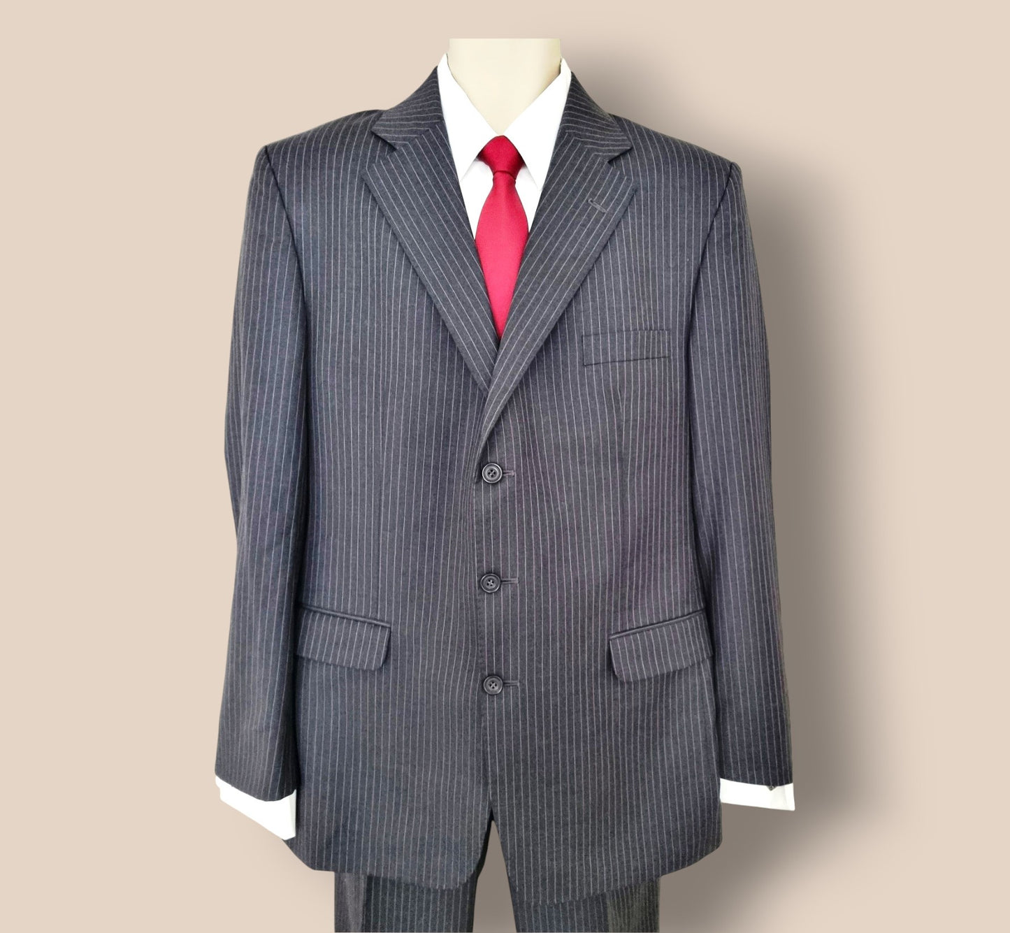 Daks London Signature Mens Blue Pinstripe 2 Piece Suit Timeless Fashions