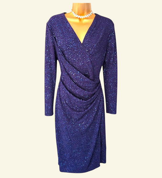 Damsel In A Dress Midnight Blue Sequinned Dress UK 14 US 10 EU 42 - Timelessfashions