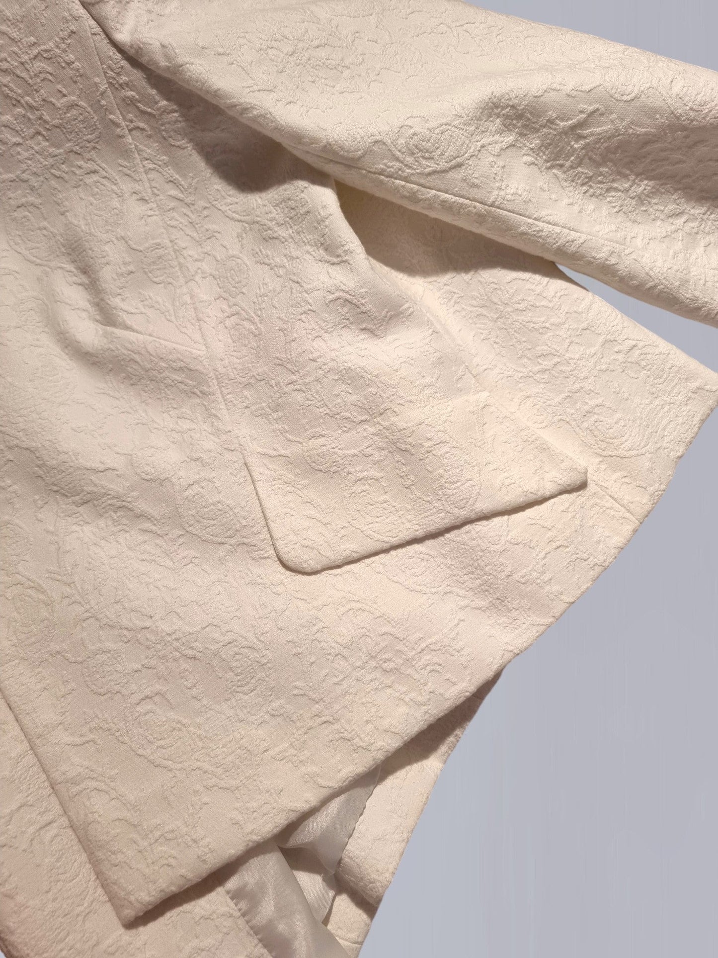 Damsel In A Dress White Textured Collarless Jacket UK 14 US 10 EU 42 - Timelessfashions