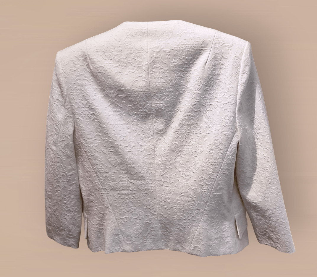 Damsel In A Dress White Textured Collarless Jacket UK 14 US 10 EU 42 - Timelessfashions