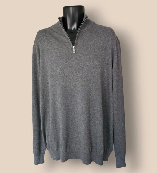 Lincoln Men's Grey Fine Knit Long Sleeve Sweater UK XXL - Timelessfashions