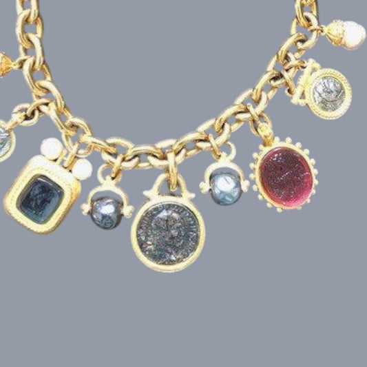 Linda Levinson Vintage Custom Designed Roman Coin Chain Necklace - Timelessfashions