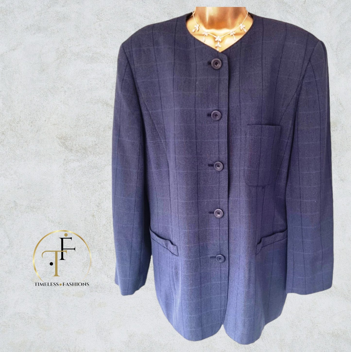 Cerruti 1881 Women's Blue Wool Jacket UK 18 US 14 EU 46 Timeless Fashions