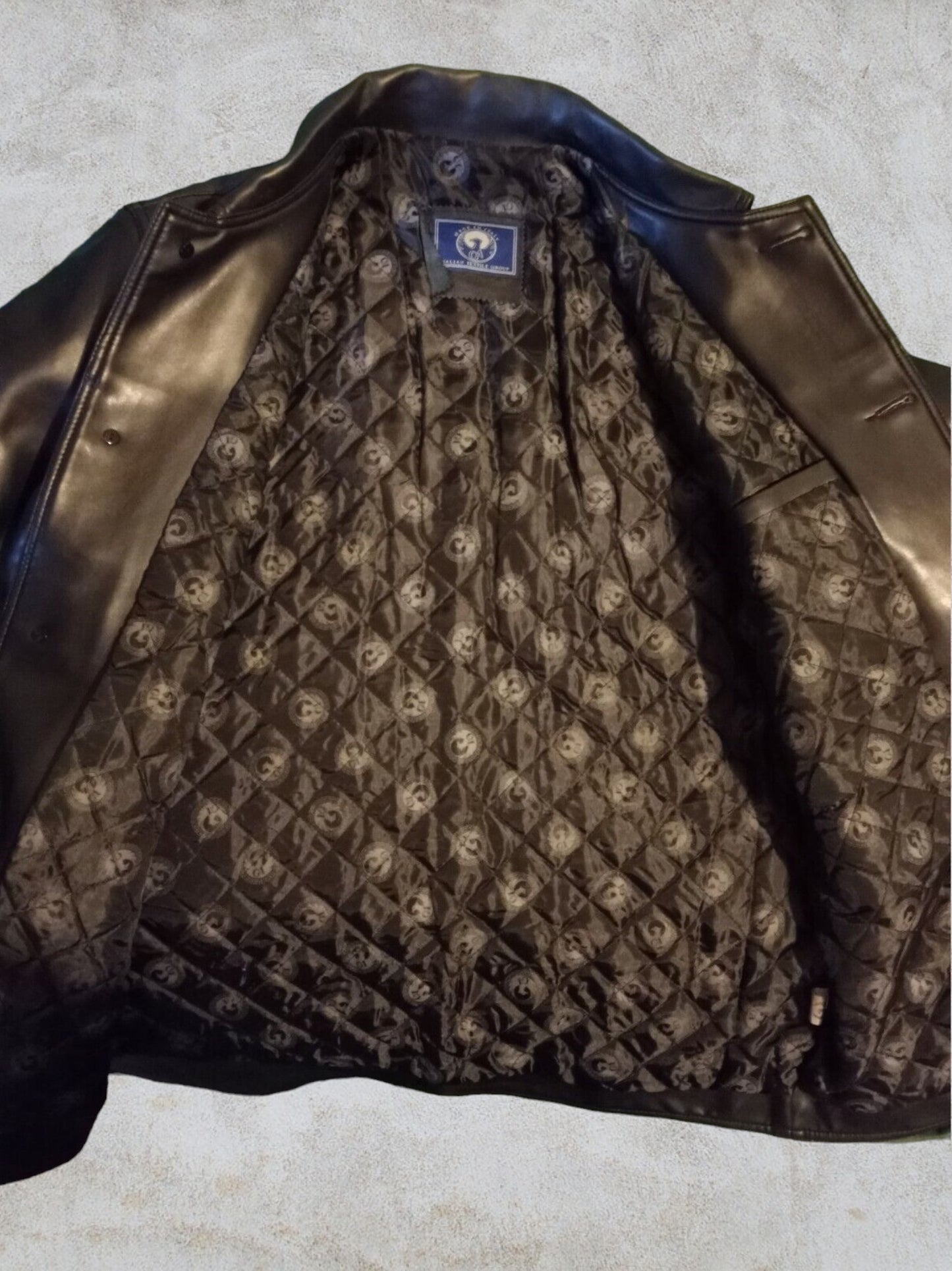 Italian Textile Group Mens Made in Italy Black Genuine Leather Jacket UK XL Timeless Fashions