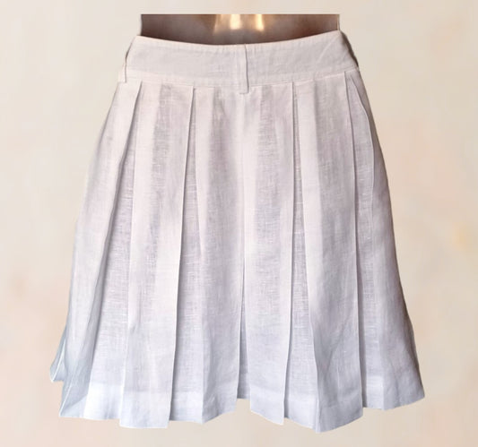 Island Company Women’s White Lined Pleated Full Short Skirt. UK 12 US 8 EU 40 Timeless Fashions