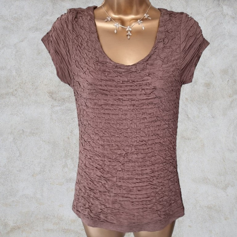 Phase Eight Taupe Short Sleeve Top UK 10 US 6 EU 38 Timeless Fashions