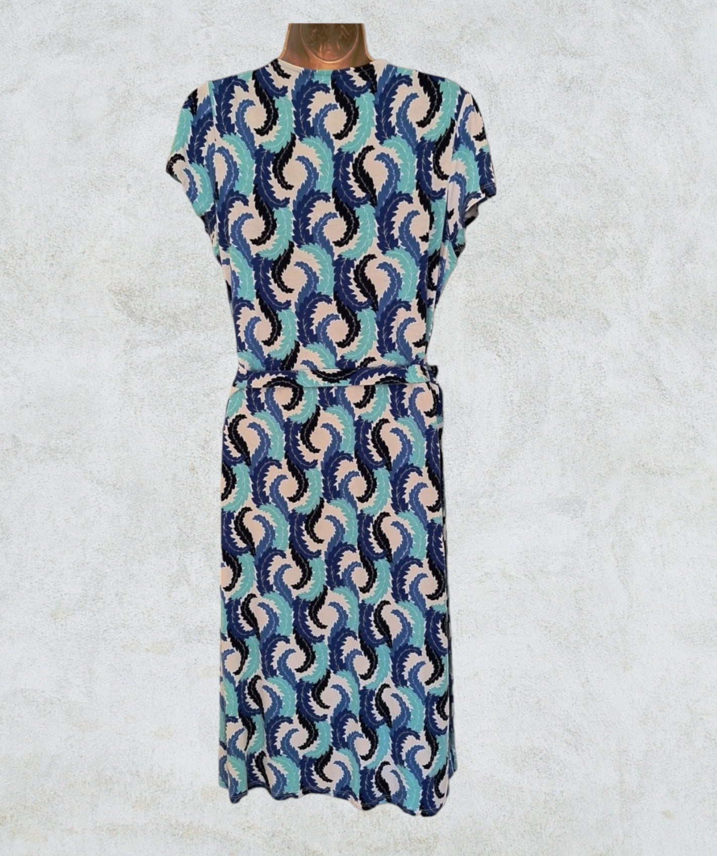 Boden Blue & White Crossover Casual Wrap Front Dress UK 14 US 10 EU 42 Timeless Fashions