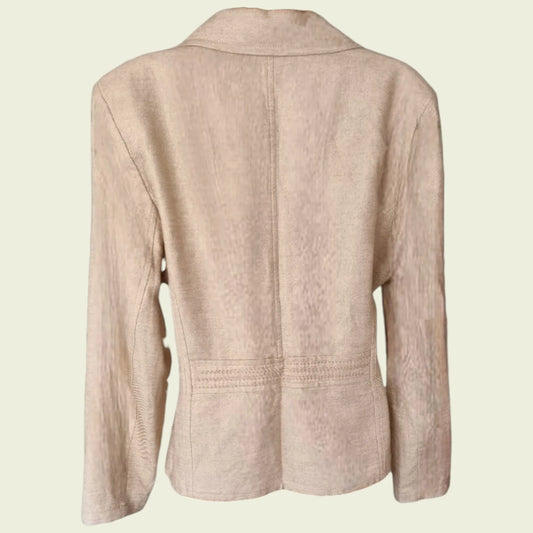 Tuzzi Designer Ecru Embroidered Fitted Jacket UK 18 US 14 EU 46 - Timelessfashions