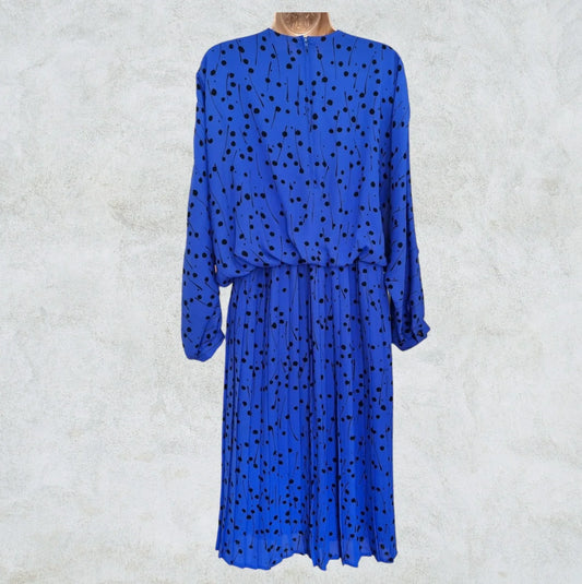 Golden Gate Women’s Rare Vintage 1980’s Blue Dress UK 16 US 12 EU 44 - Timelessfashions