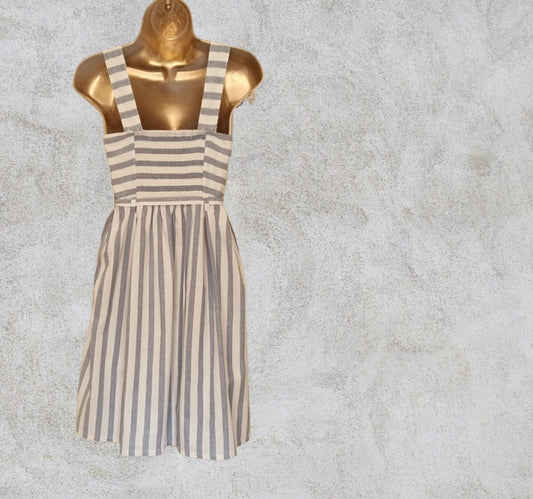 FatFace Ladies Blue White Stripe Lined Pinafore Dress UK 12 US 8 EU 40 Timeless Fashions