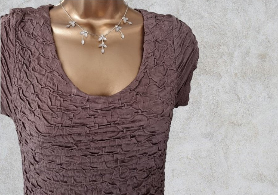 Phase Eight Taupe Short Sleeve Top UK 10 US 6 EU 38 Timeless Fashions