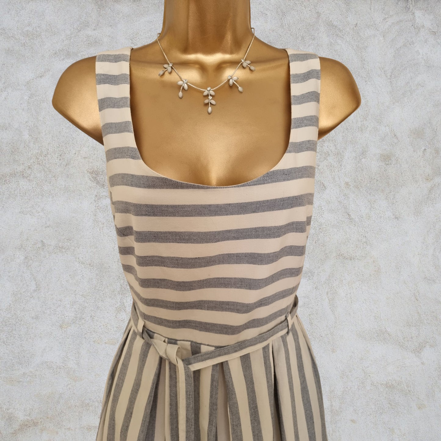 FatFace Ladies Blue White Stripe Lined Pinafore Dress UK 12 US 8 EU 40 Timeless Fashions