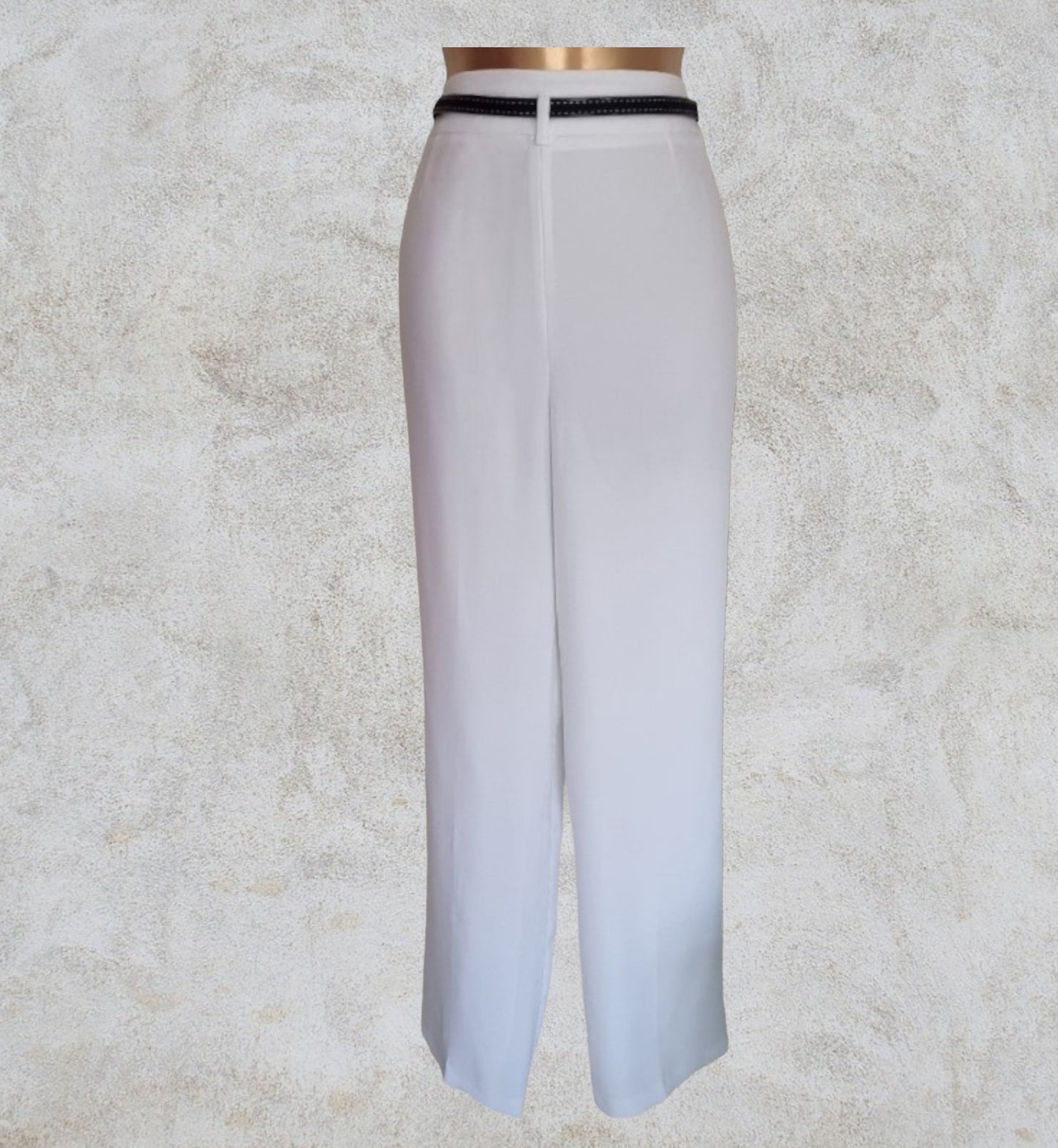 Gerry Weber Women’s White Lined Slim Trousers UK14 US 10 EU 42 IT 45 Timeless Fashions