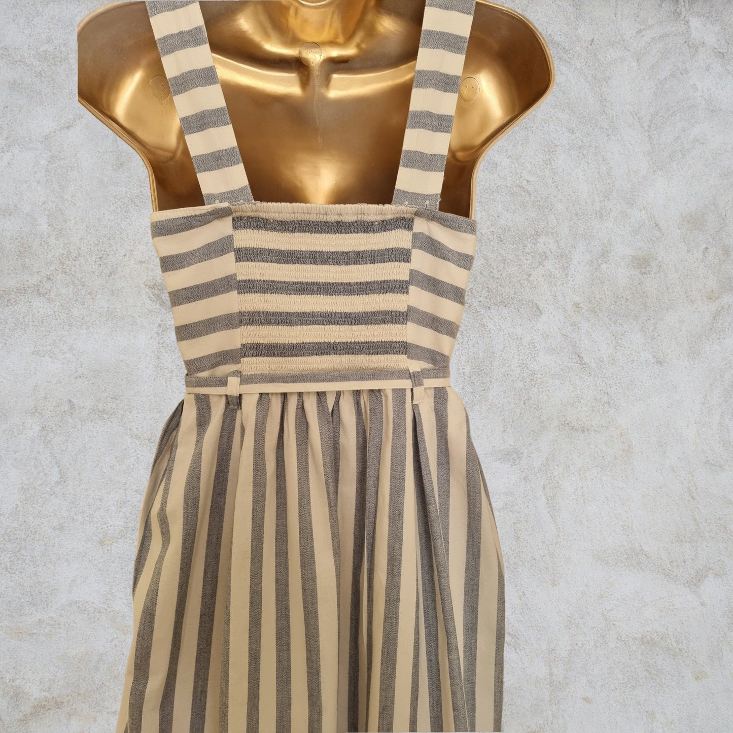 FatFace Ladies Blue White Stripe Lined Pinafore Dress UK 12 US 8 EU 40 Timeless Fashions