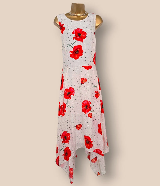 Roman Handkerchief Hem Poppy Dress UK 18 US 14 EU 46 - Timelessfashions