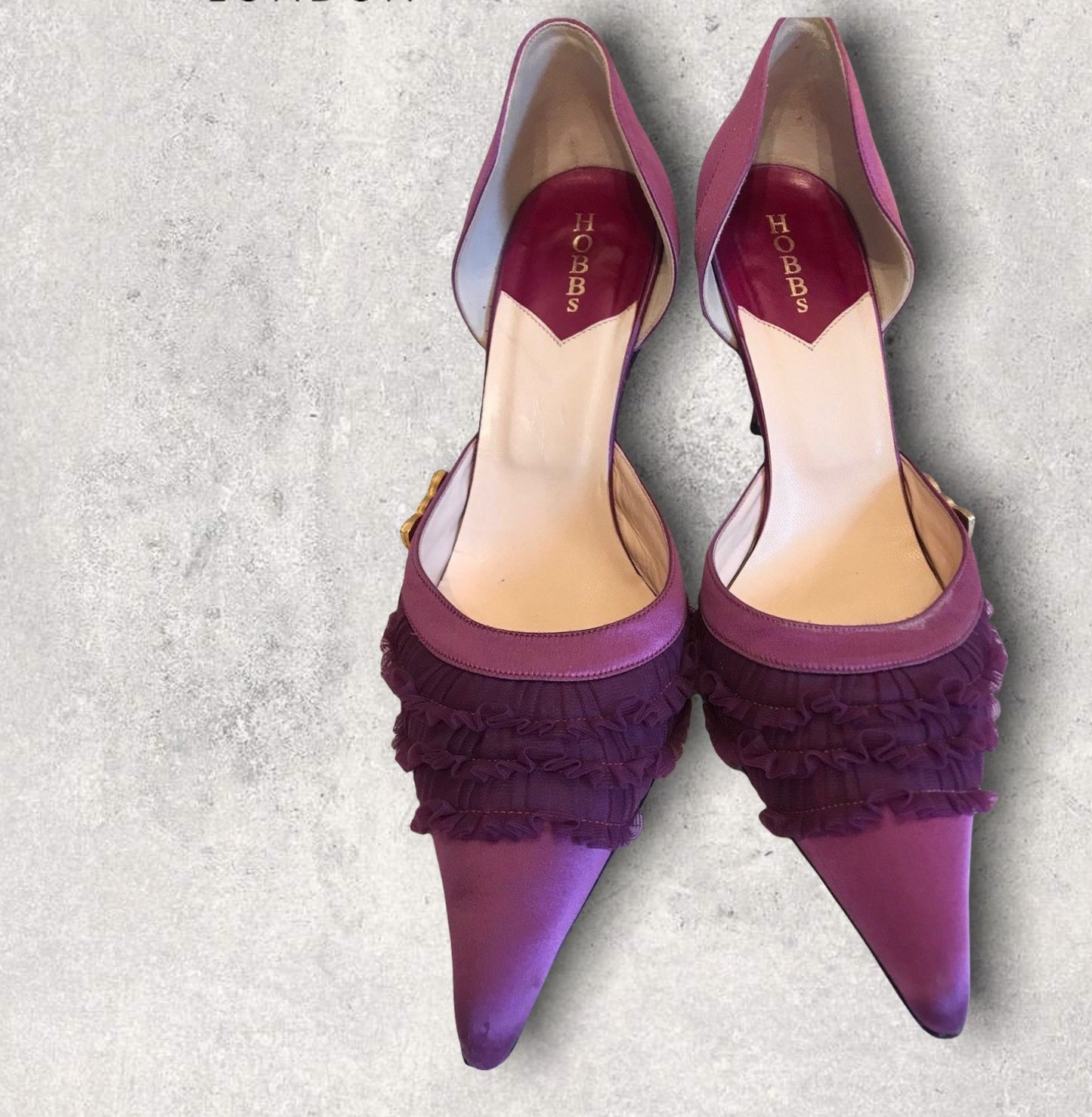 Hobbs magenta satin bow shoes UK 7 US 9.5 EU 41 Timeless Fashions