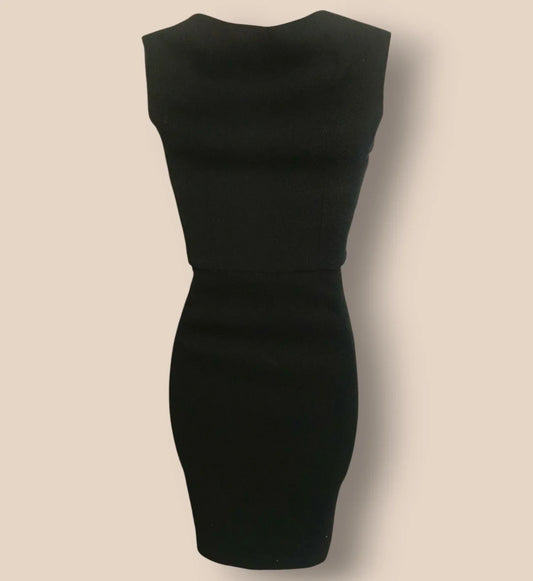 Jigsaw Black Wool Crepe & Silk Dress UK 10 US 6 EU 38 - Timelessfashions