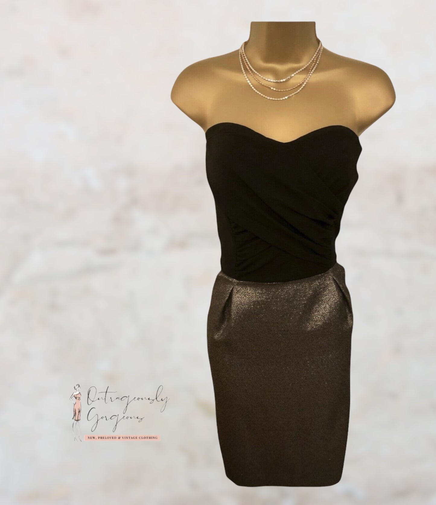 Reiss Della Black & Copper Corset Bustier Dress UK 12 US 8 EU 40 Timeless Fashions