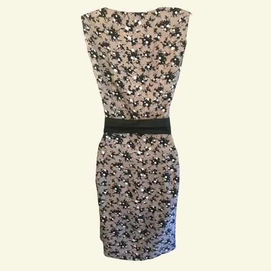 Farhi by Nicole Farhi Grey & Black Silk Sleeveless Dress UK 10 US 6 EU 38 - Timelessfashions