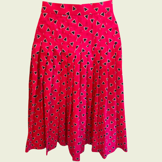 Jaeger Vintage Hot Pink Pleated Wool Skirt UK 6 US 2 EU 34 - Timelessfashions
